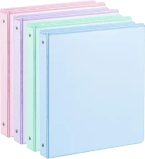 1'' 3-Ring-Binder with Pockets, 200 Sheets Capacity, 1 inch Binders fits 11" x 8.5" US Letter Size, Assorted 4 Pastel Colors - Ideal for School, Office, and Home Use (1 inch)