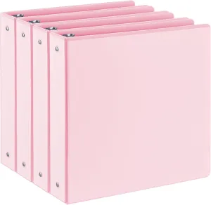 1'' 3-Ring-Binder with Pockets, 200 Sheets Capacity, 1 inch Binders fits 11" x 8.5" US Letter Size, Assorted 4 Pastel Colors - Ideal for School, Office, and Home Use (1.5'' - Pink)