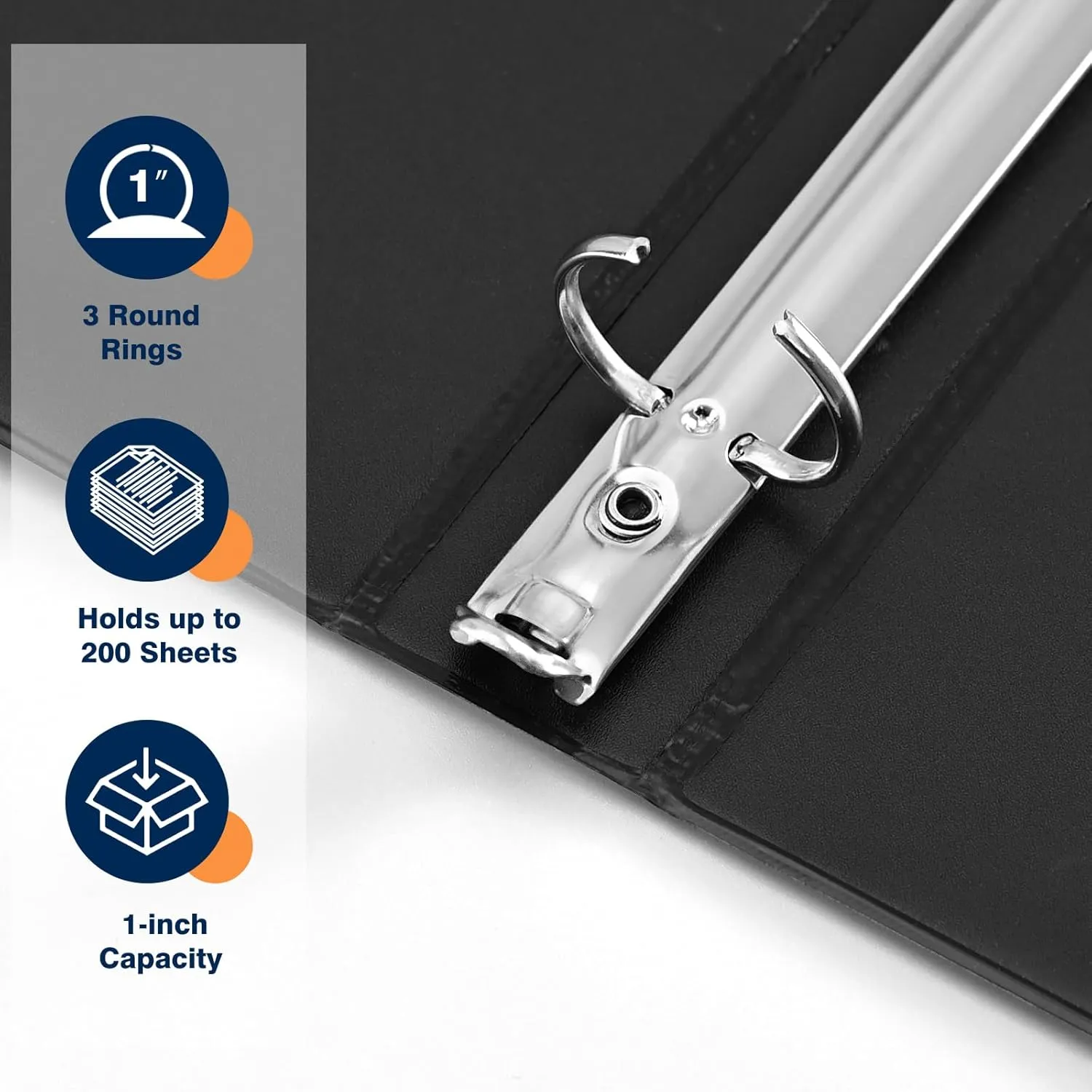1-inch 3 Ring Binder with 2 Interior Pockets, 1'' Basic Binders Holds US Letter Size 8.5'' x 11'' Paper - Versatile Binders for Office, Home, and School Use, 6 Pack (Black)
