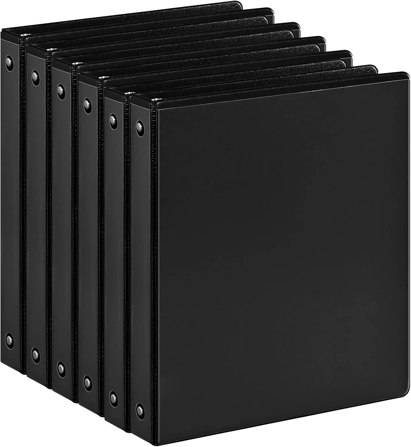 1-inch 3 Ring Binder with 2 Interior Pockets, 1'' Basic Binders Holds US Letter Size 8.5'' x 11'' Paper - Versatile Binders for Office, Home, and School Use, 6 Pack (Black)