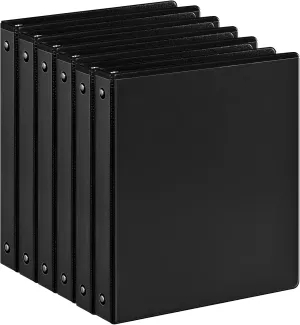 1-inch 3 Ring Binder with 2 Interior Pockets, 1'' Basic Binders Holds US Letter Size 8.5'' x 11'' Paper - Versatile Binders for Office, Home, and School Use, 6 Pack (Black)