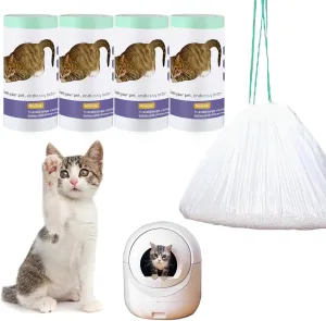 100 Count Self Cleaning Cat Litter Box Liner Bags Compatible with Automatic Cat Litter Box, Thick Heavy Duty Drawstring Replacement Waste Drawer Liners-25.2" x 11.8"