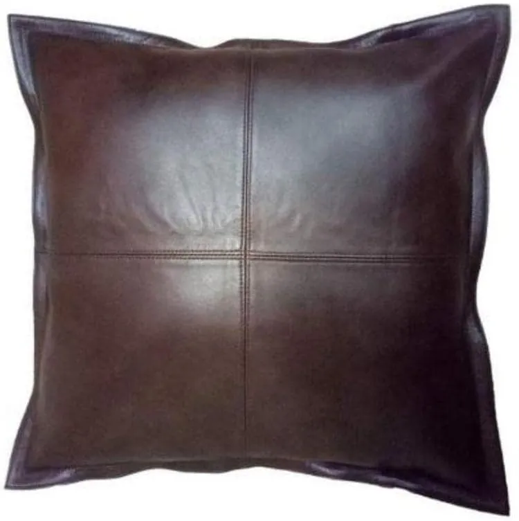 100% Lambskin Leather Pillow Cover - Sofa Cushion Case - Decorative Throw Covers for Living Room & Bedroom, (18 X 18'' Pack of 2, Brown Antique)