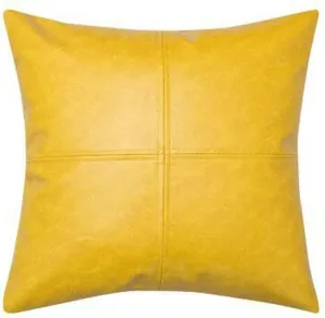 100% Lambskin Leather Pillow Cover - Sofa Cushion Case - Decorative Throw Covers for Living Room & Bedroom, (18 X 18'' Pack of 2, Yellow)