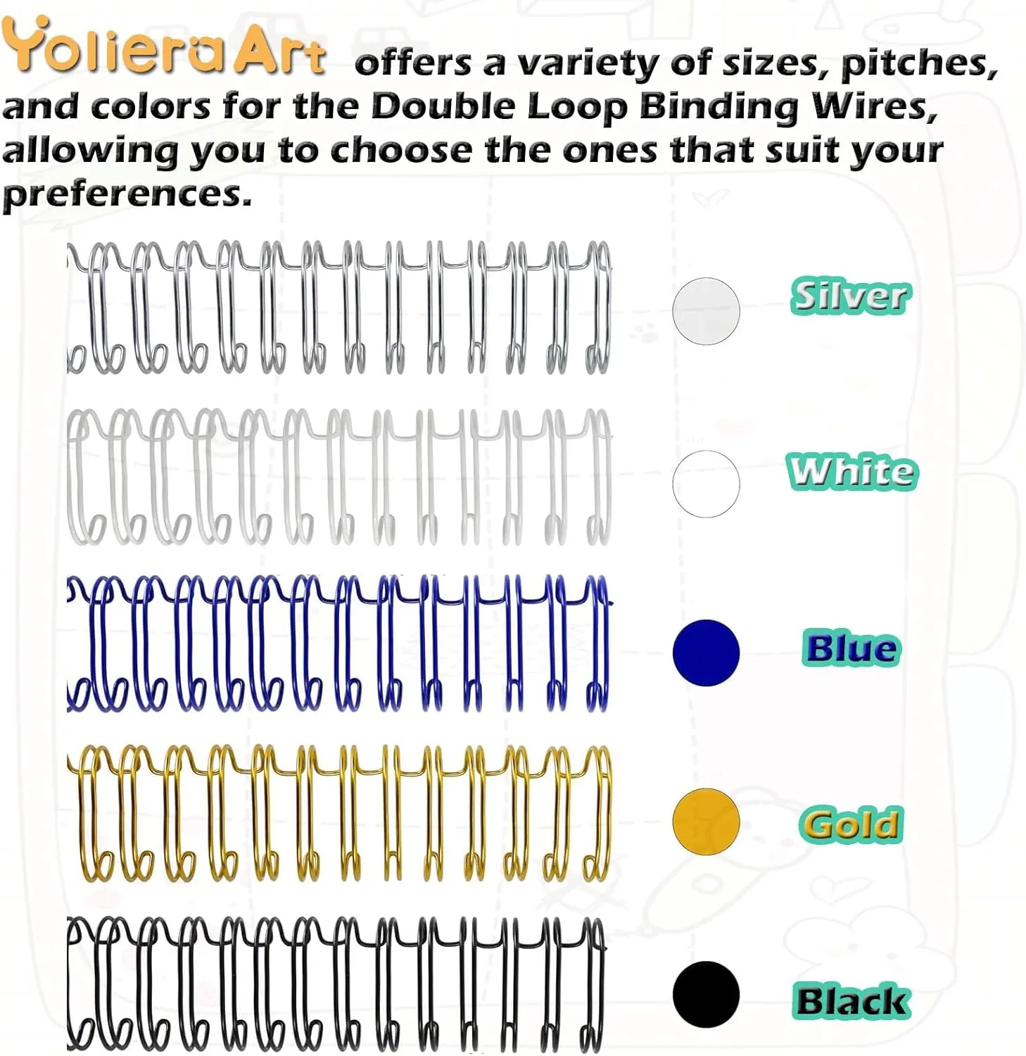 100 Pack Double Loop Wire Binding Spines, 3 to 1 Pitch,1/2 Inch Wire Cinch Book Binding Fit for School Office Notebook Maker, YolieraArt Metal Spiral for Bindings, (100 Sheet Capacity, White)