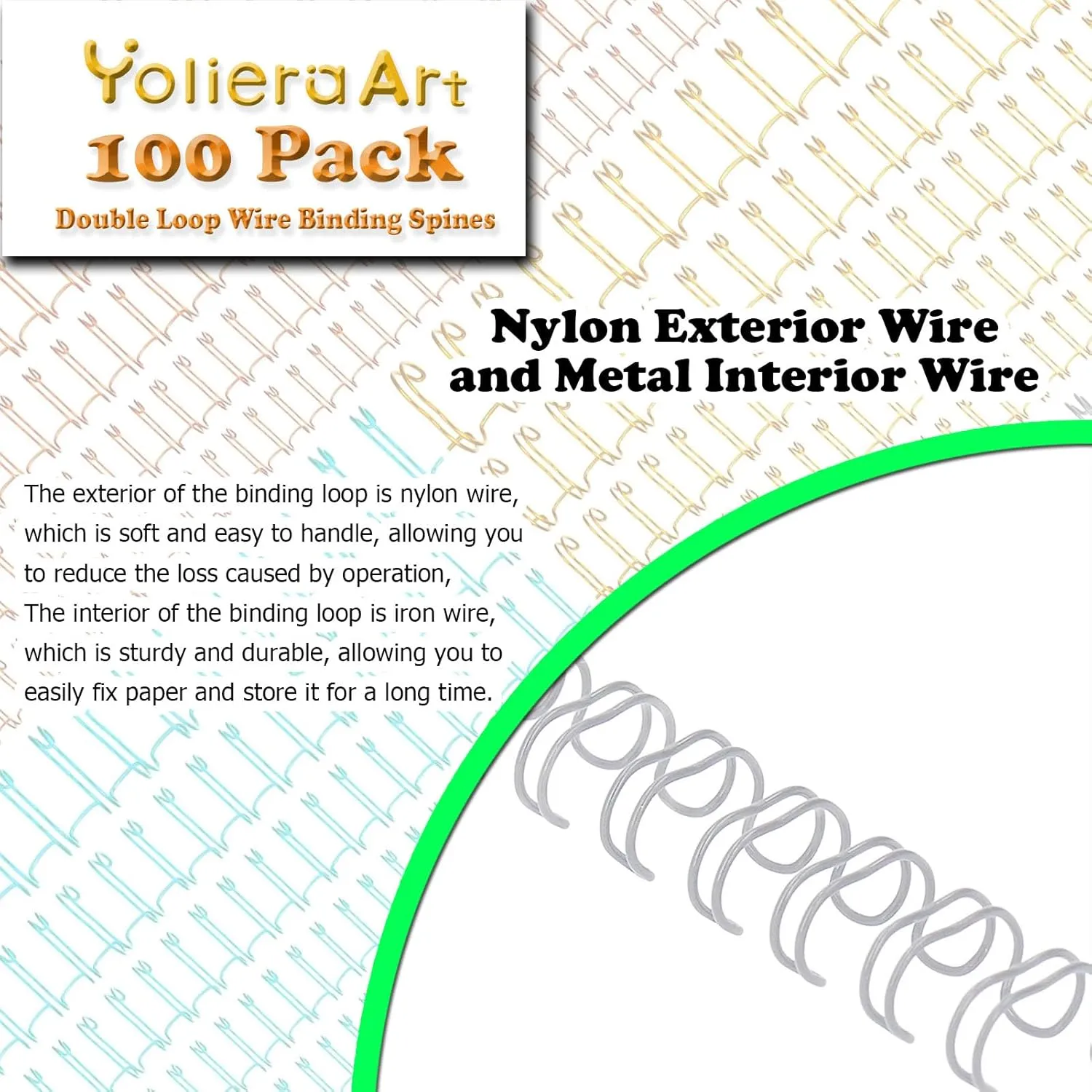 100 Pack Double Loop Wire Binding Spines, 3 to 1 Pitch,1/2 Inch Wire Cinch Book Binding Fit for School Office Notebook Maker, YolieraArt Metal Spiral for Bindings, (100 Sheet Capacity, White)