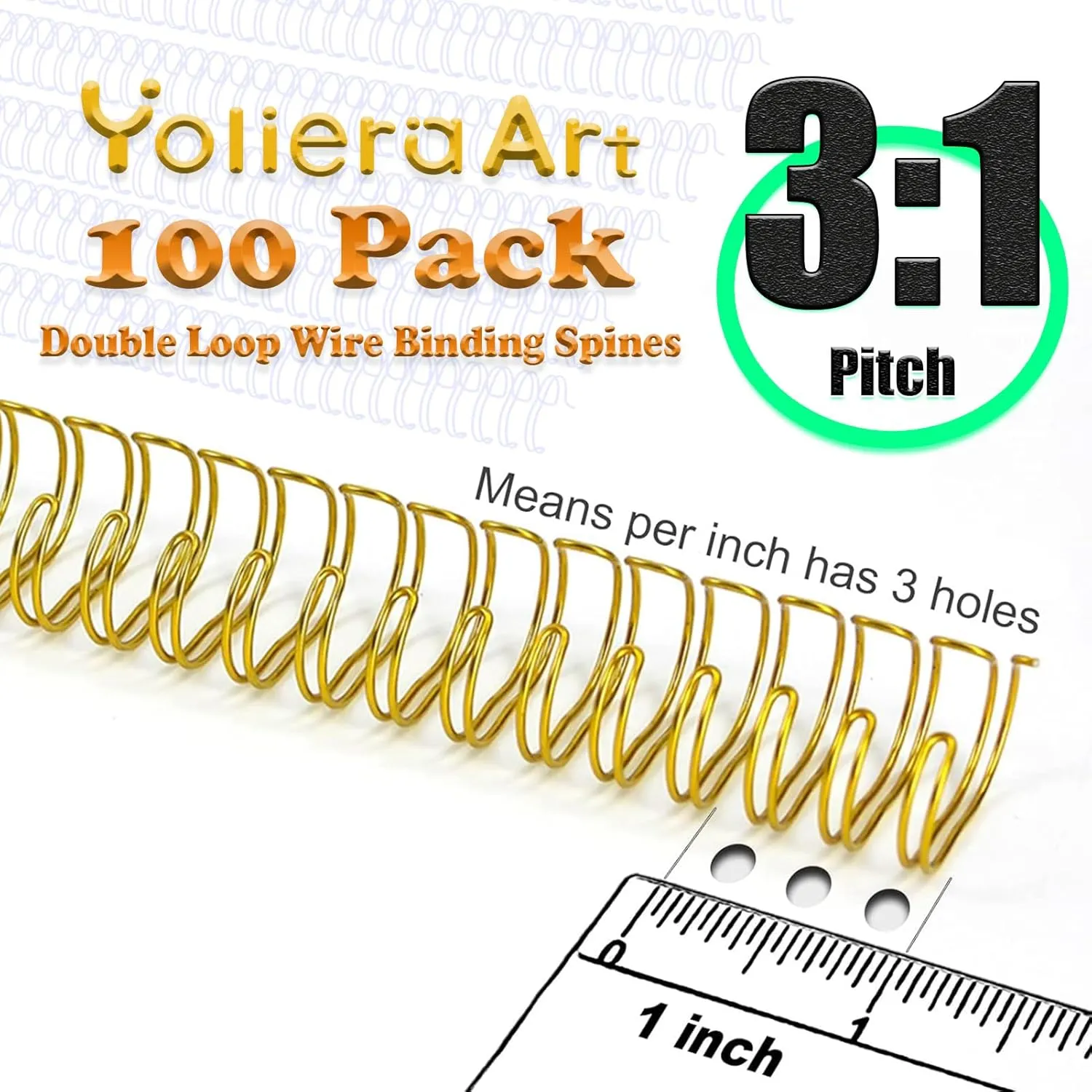 100 Pack Double Loop Wire Binding Spines, 3 to 1 Pitch,1/2 Inch Wire Cinch Book Binding Fit for School Office Notebook Maker, YolieraArt Metal Spiral for Bindings, (100 Sheet Capacity, White)