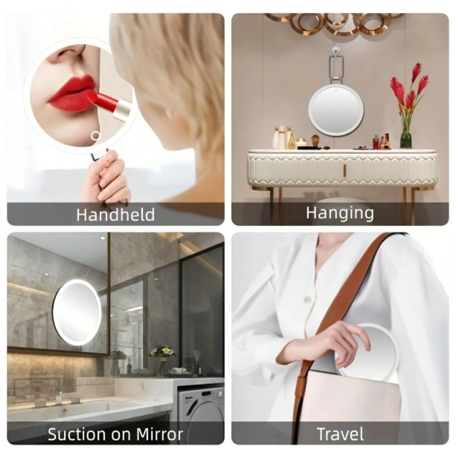 10/20/30X Magnifying Mirror with LED Light 360°Rotation Portable Magnifying Mirror Wall Hanging Handheld Desktop Makeup Mirror for Men Women Magnified Vanity Mirror White 30X