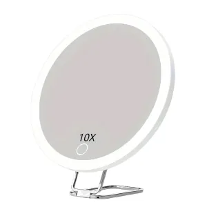 10/20/30X Magnifying Mirror with LED Light 360°Rotation Portable Magnifying Mirror Wall Hanging Handheld Desktop Makeup Mirror for Men Women Magnified Vanity Mirror White 30X