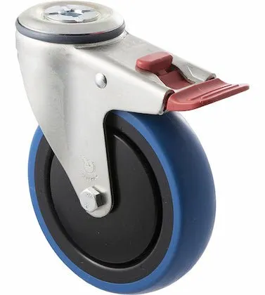 125mm Blue Rubber Wheel Castors - 100KG Rated