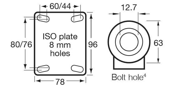 125mm Polyurethane Wheel Castors - 100KG Rated