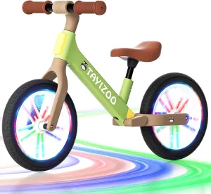 12" Toddler Balance Bike 2 3 4 5 Years Old,Colorful Lighting Balance Bike,Ultra Light Nylon Bike Frame,PU Tires, Gift for Boys Girls