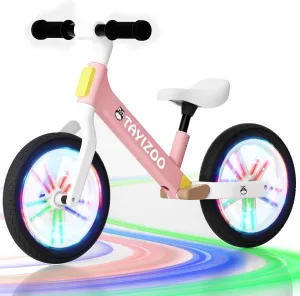 12" Toddler Balance Bike 2 3 4 5 Years Old,Colorful Lighting Balance Bike,Ultra Light Nylon Bike Frame,PU Tires, Gift for Boys Girls