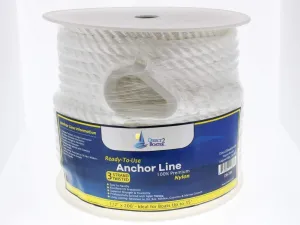 1/2" x 200' White 3 Strand Twisted Nylon Anchor Line - Boat Accessories
