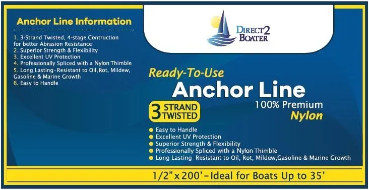 1/2" x 200' White 3 Strand Twisted Nylon Anchor Line - Boat Accessories
