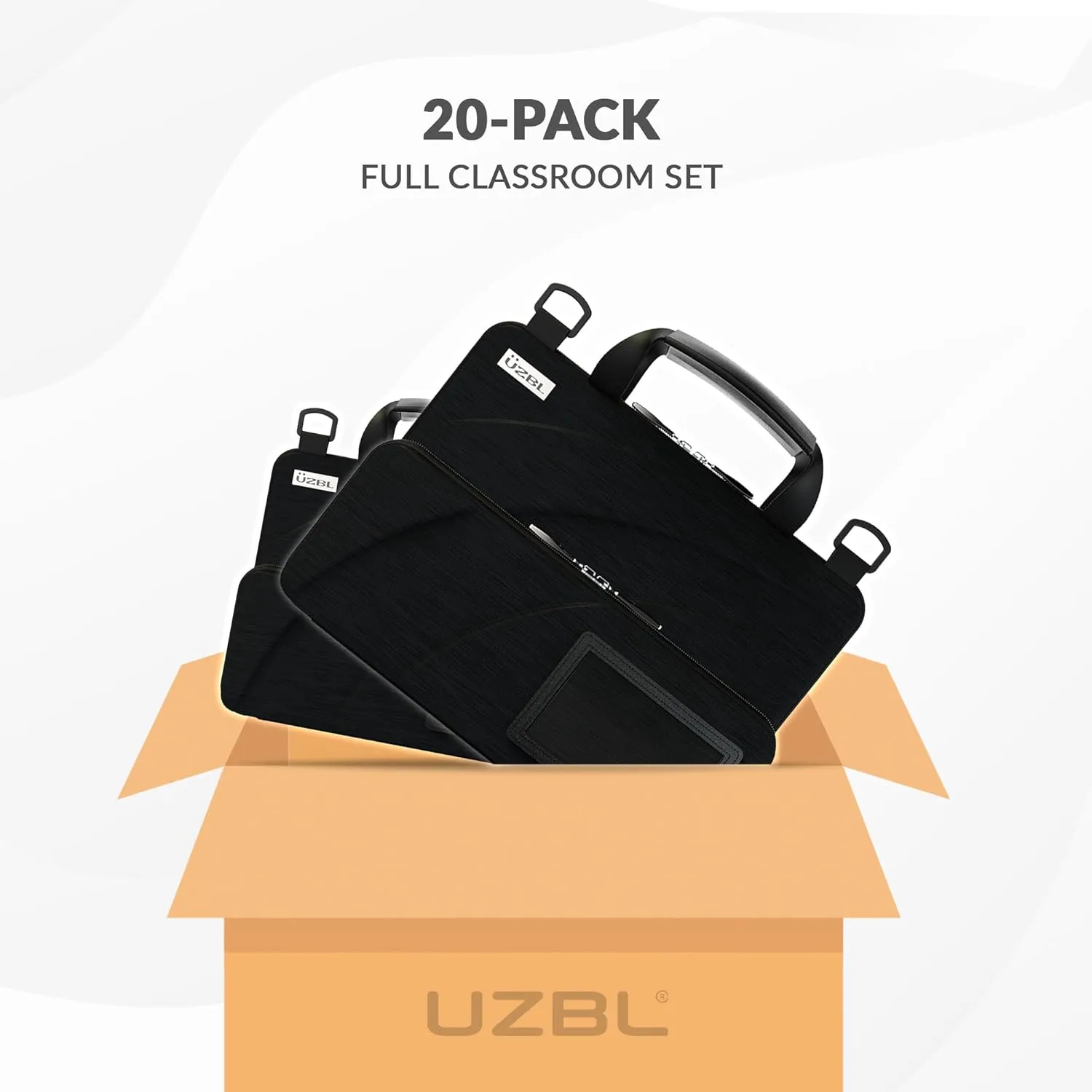 13-14 Inch Always-On Chromebook Case with Pouch and Shoulder Strap, Work-In Hard Protective Laptop Case, 20 Pack