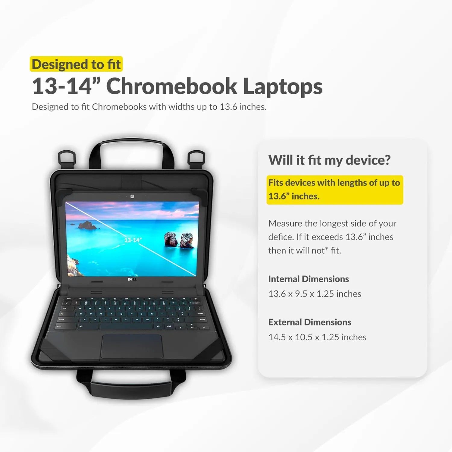 13-14 Inch Always-On Chromebook Case with Pouch and Shoulder Strap, Work-In Hard Protective Laptop Case, 20 Pack