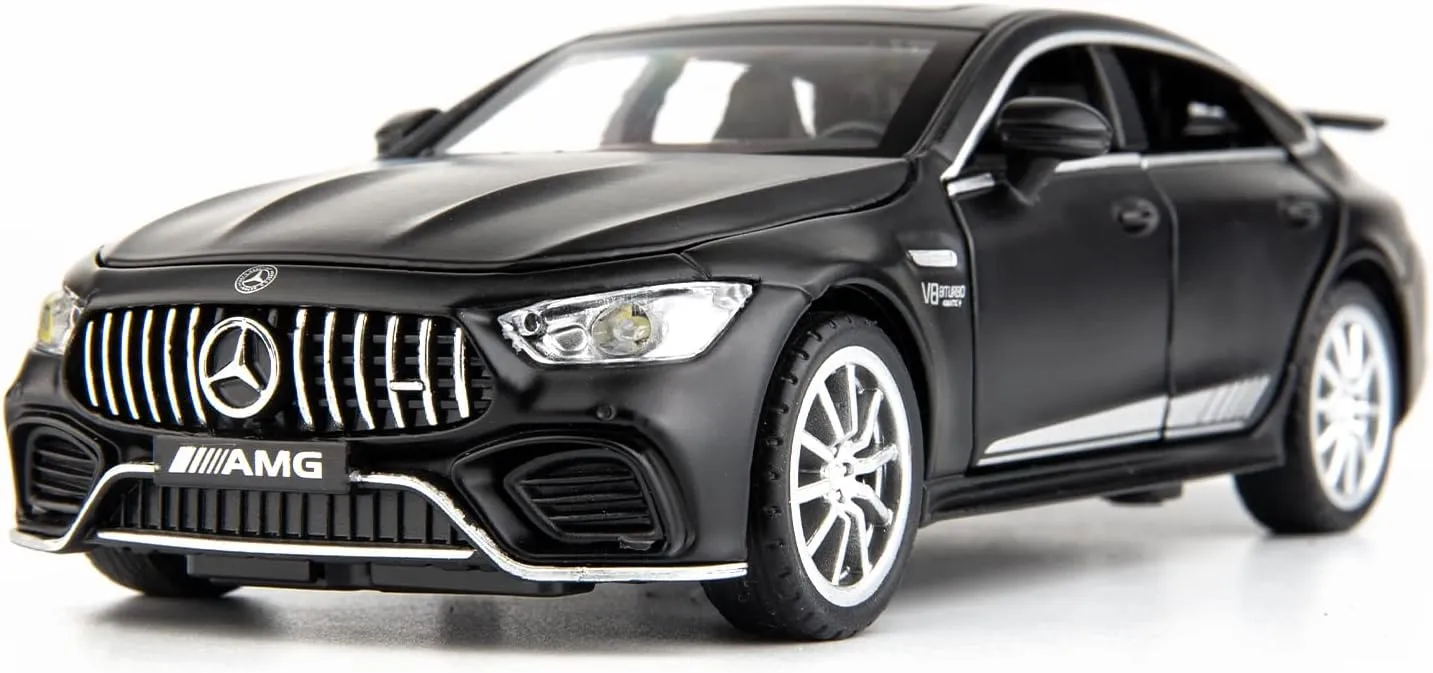 1/32 Benz AMG GT63 Model Car Alloy Diecast Pull Back Toy Car with Sound and Light Door Can Be Opened Toy Vehicle for Kids Gift(Black)