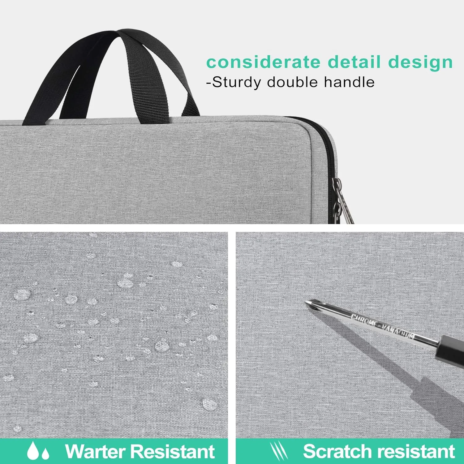 15.6 inch Laptop Sleeve, TSA Laptop Case Briefcase for Acer/Dell/HP/Lenovo/ASUS Notebook Ultrabook Chromebook, Water Resistant Handle Carrying Computer Bag, Gifts for Men Women, Gray