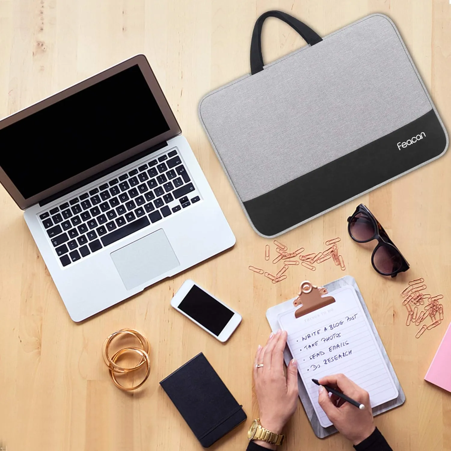15.6 inch Laptop Sleeve, TSA Laptop Case Briefcase for Acer/Dell/HP/Lenovo/ASUS Notebook Ultrabook Chromebook, Water Resistant Handle Carrying Computer Bag, Gifts for Men Women, Gray