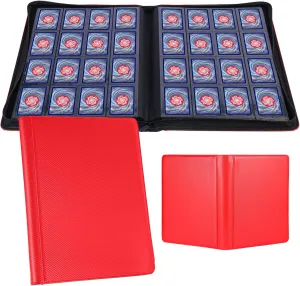 16 Pockets Card Binder, Premium PU Cover Trading Card Binder 1000 Pockets, Side Loading Card Collection Album Holder Ringless for MTG, Football, Baseball, Sports Card, Red