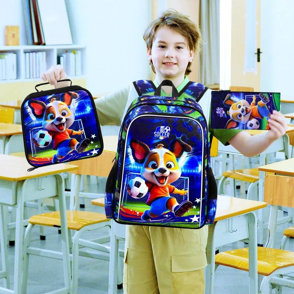 16" Backpack for Girls Boys 4-8, 3Pcs Kids Bookbag Set with Lunch Box, School Bag for Preschool Kindergarten