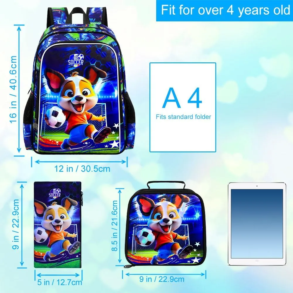 16" Backpack for Girls Boys 4-8, 3Pcs Kids Bookbag Set with Lunch Box, School Bag for Preschool Kindergarten