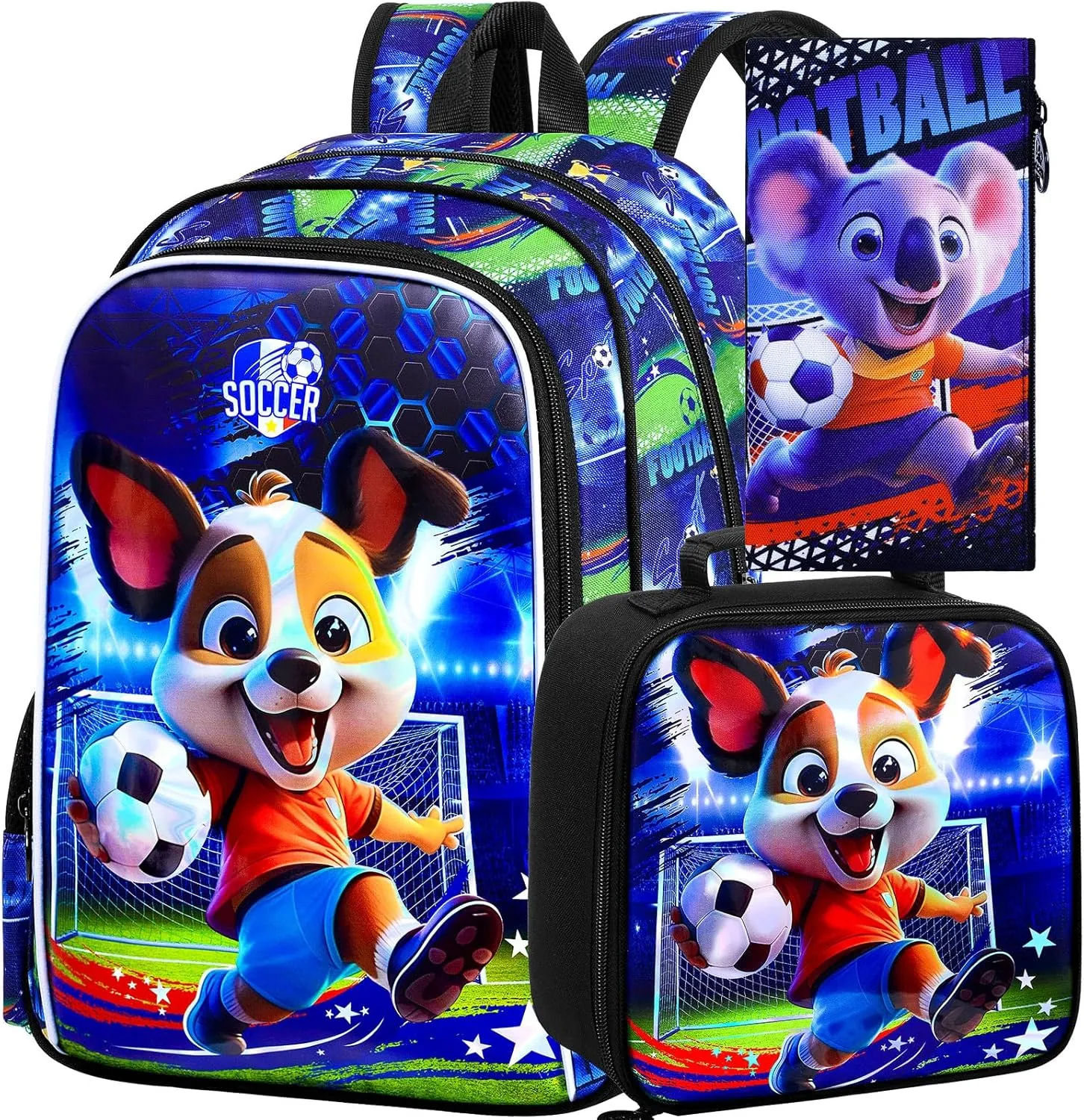 16" Backpack for Girls Boys 4-8, 3Pcs Kids Bookbag Set with Lunch Box, School Bag for Preschool Kindergarten