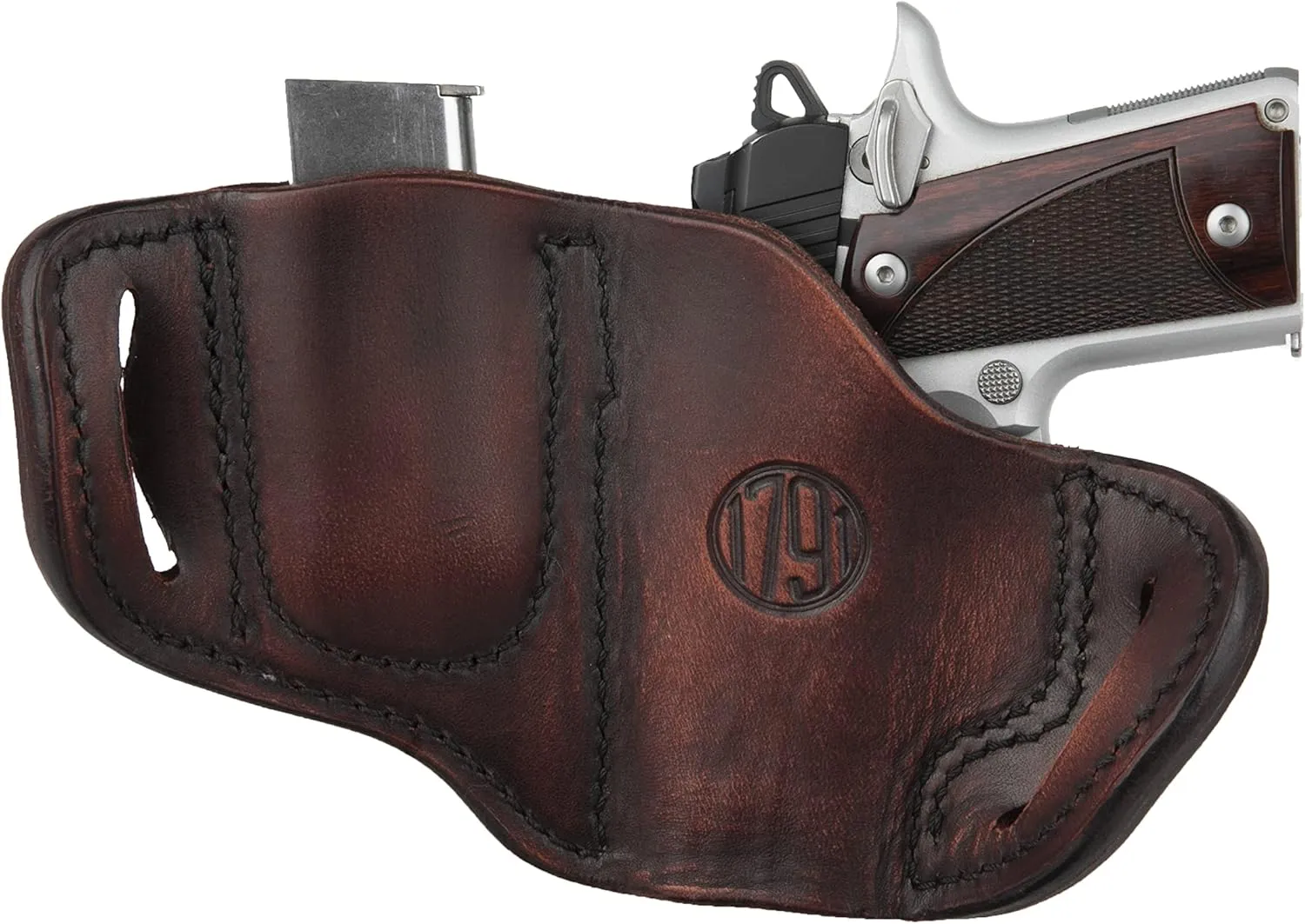 1791 Gunleather G43 Holster, OWB Leather Gun and Mag Holster for Belts. Compatible with Glock 43, Ruger LC9, SR22, Kimber Micro, Hellcat OSP and Others.