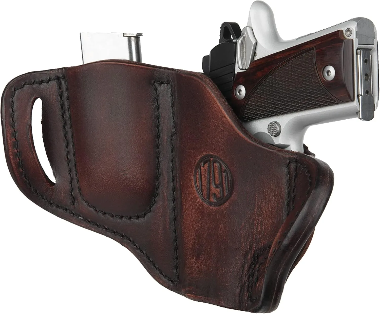 1791 Gunleather G43 Holster, OWB Leather Gun and Mag Holster for Belts. Compatible with Glock 43, Ruger LC9, SR22, Kimber Micro, Hellcat OSP and Others.