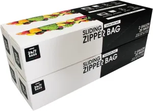 2 Gallon Slider Storage Bags- 80 Count, Featuring Expandable Bottom, Zero BPA, Microwave-Safe(4 boxes of 20)