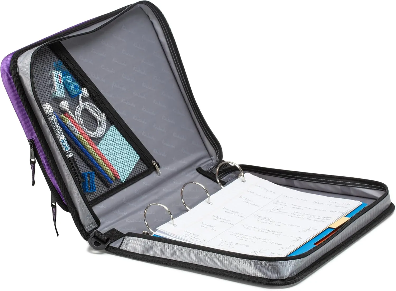2-Inch 3 Rings Zipper Binder, Holds 15-Inch Laptop/Tablet, Handle and Shoulder Strap Included, Violet