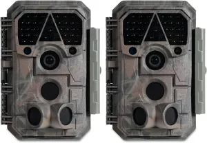 2 Pack Trail Camera P70, 64MP 1296p, No-Glow IR Night Vision, Motion Activated, Waterproof, Game Camera