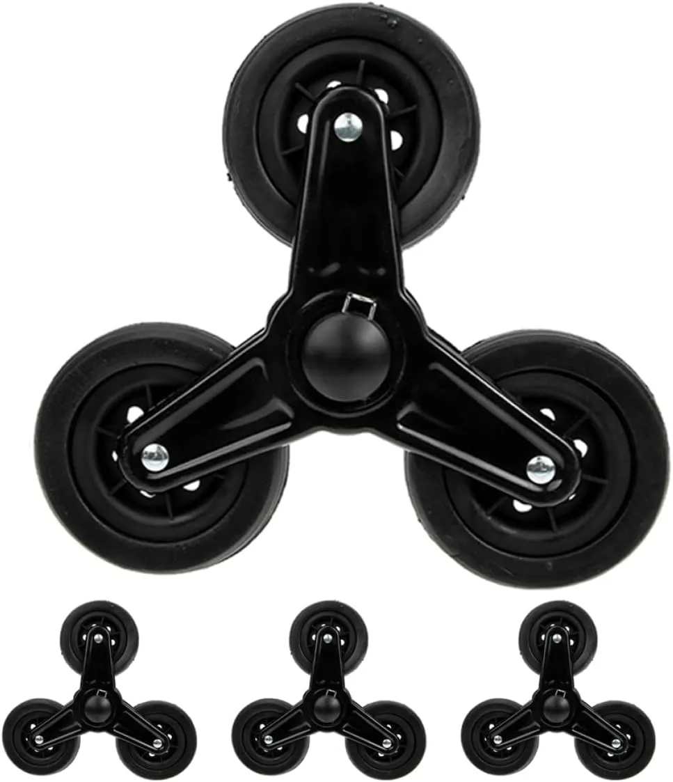 2 Pairs Stair Climbing Cart Casters Iron Luggage Caster Wheels for Hand Wheel Replacement Triangle Design