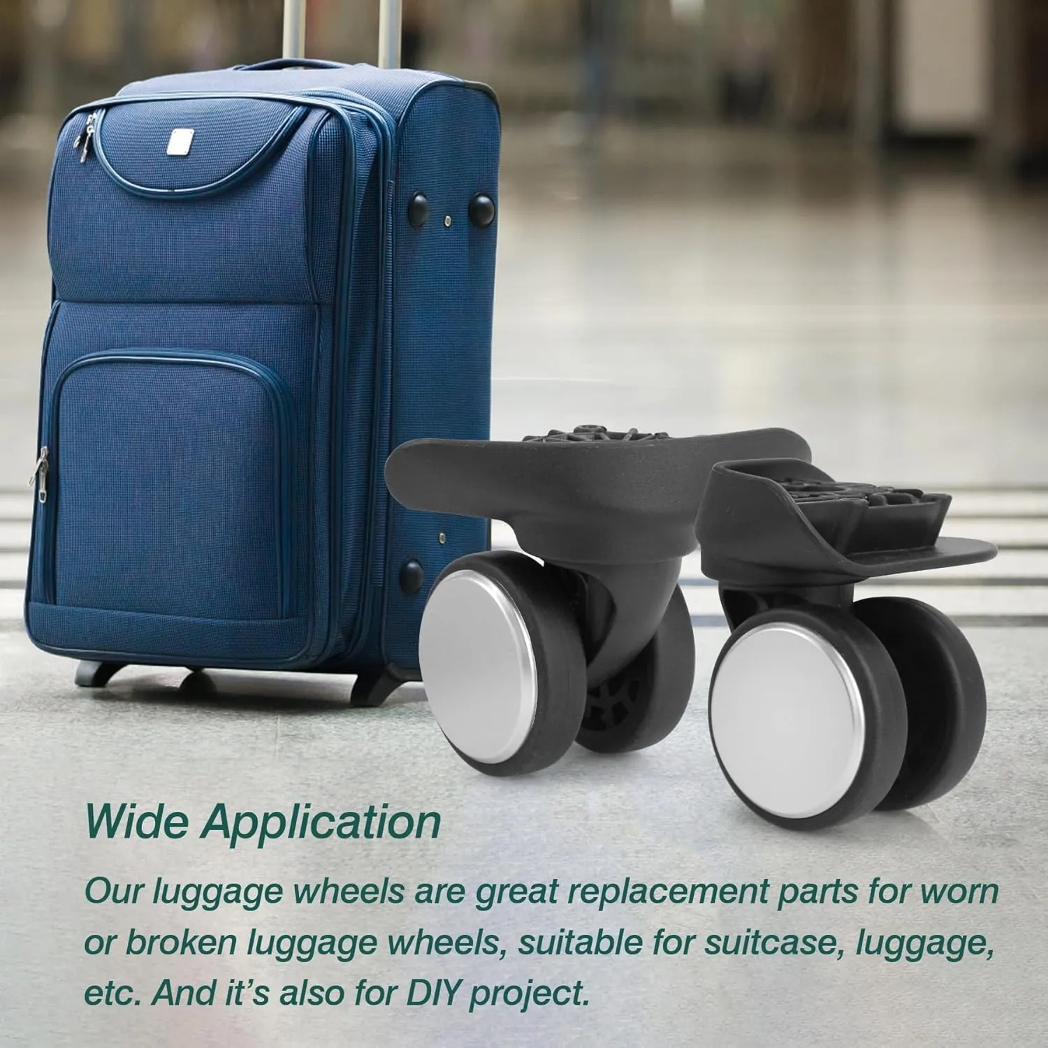 2-Pcs Luggage Wheels Replacement, Double-Row 360 Degree Wheels for DIY Repair, Mute Suitcase Casters for Travel, A137