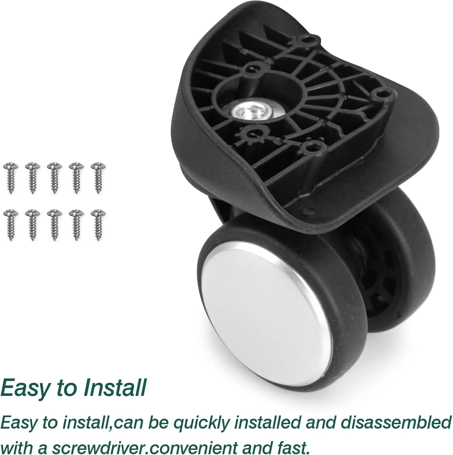 2-Pcs Luggage Wheels Replacement, Double-Row 360 Degree Wheels for DIY Repair, Mute Suitcase Casters for Travel, A137