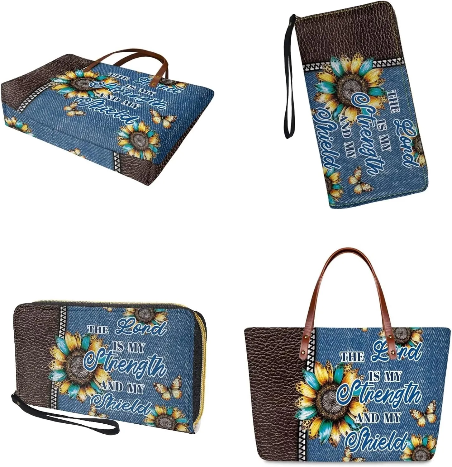 2 Pcs Purse and Wallet Set for Women Zipper Large Tote Bag Top Handle Purse with Leather Clutch