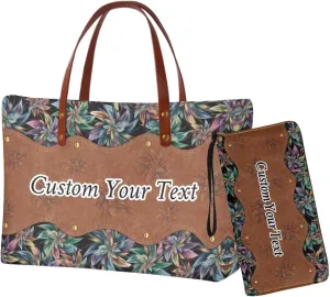 2 Pcs Purse and Wallet Set for Women Zipper Large Tote Bag Top Handle Purse with Leather Clutch