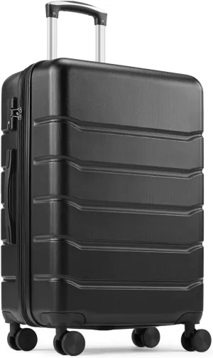 20 Inch Carry-On Luggage, Hard Shell Rolling Suitcase with TSA Lock, Expandable Lightweight Luggage with Spinner Wheels, Black