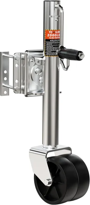 2000 lbs Trailer Jack with Dual Wheel, Heavy Duty Swivel Boat Jack, 12" Lift, Bolt-on Tongue Trailer Jack for RV Boat Trailers