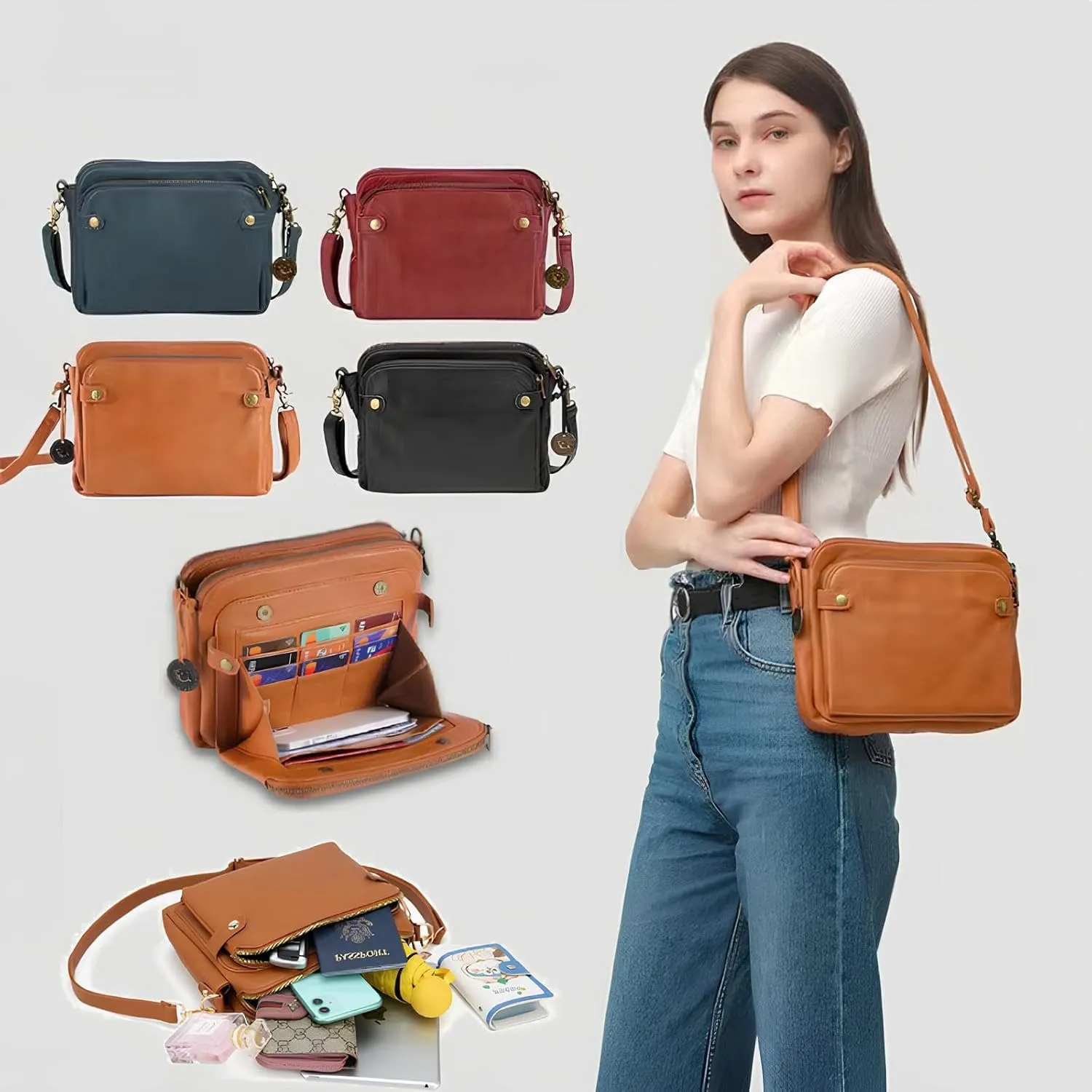 2023 New Crossbody Leather Shoulder Bag And Clutch Bag, Pu Leather Shoulder Bag, Wallet With Built-In Multiple Compartments