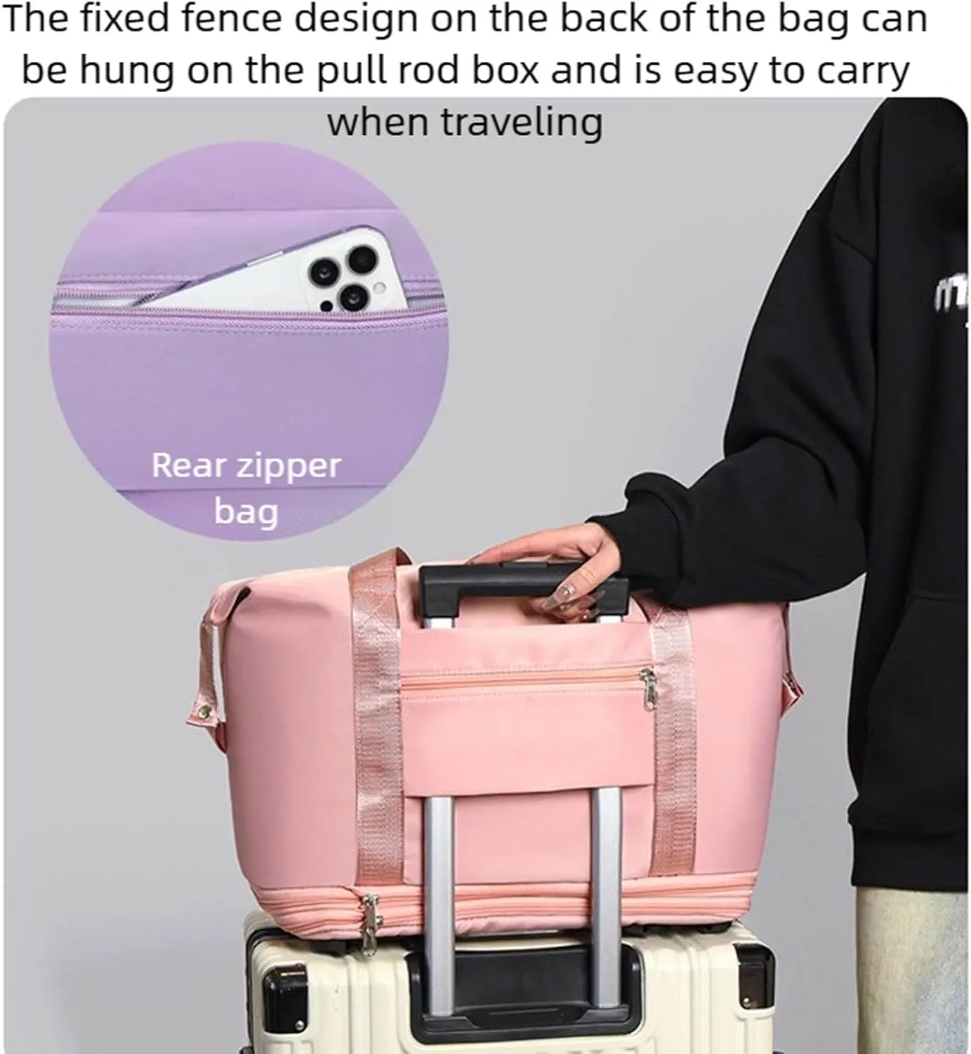 2025 New Pepepo Travel Bag with Wheels,Pepepo Large Capacity Travel Bag,Expandable Foldable Duffle Bag,Dry and Wet Separation Large Expandable Capacity (Light Blue)