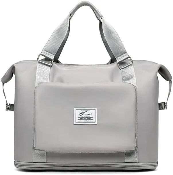 2025 new travel bag, sports and fitness, large-capacity expandable folding bag for production (Grey)