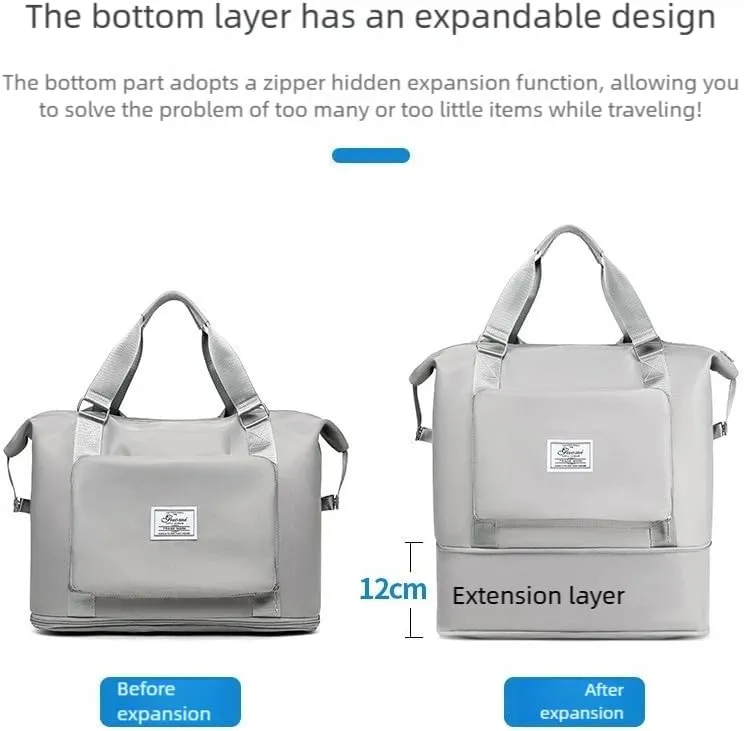 2025 new travel bag, sports and fitness, large-capacity expandable folding bag for production (Grey)