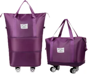 2025 New Travel Bag with Wheels, Large Capacity Travel Bag - Universal Wheel Removable, Expandable Foldable Duffle Bag, Large Capacity Wide-Open, Dry and Wet Separation (Red)
