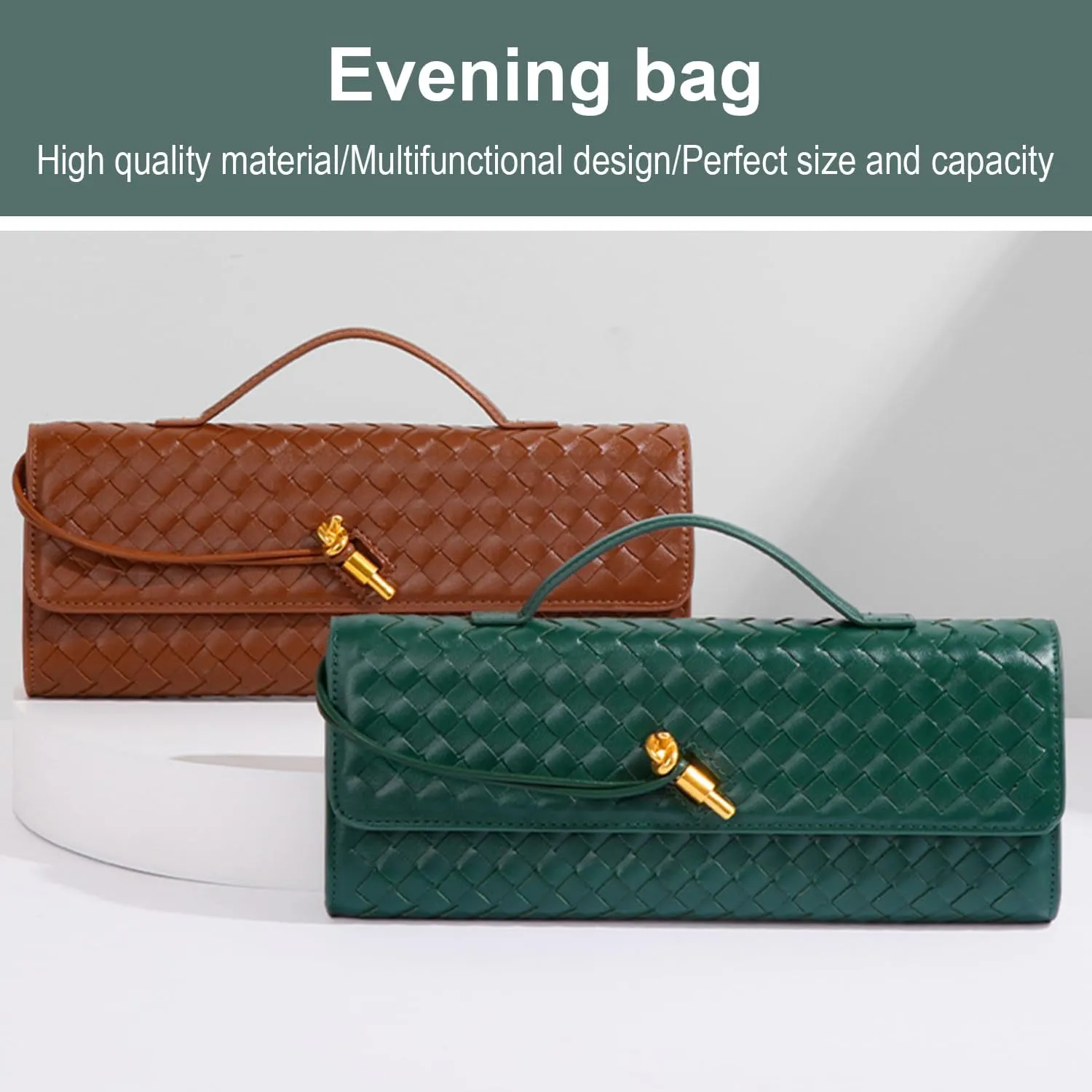 2025 Woven Handbag for Women, Fashion Evening Shoulder Bag, PU Leather Handmade Clutch Purse, Woven Crossbody Bag