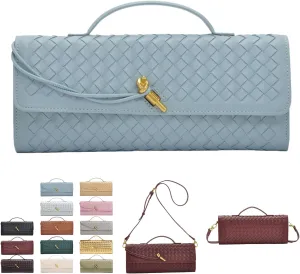 2025 Woven Handbag for Women, Fashion Evening Shoulder Bag, PU Leather Handmade Clutch Purse, Woven Crossbody Bag