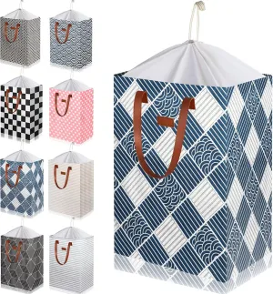 204L Drawstring Laundry Hamper Large Waterproof Laundry Basket Collapsible Laundry Bag Extended Leather Handle Clothes Storage Toy Organization (31- Classical Auspicious Decoration)