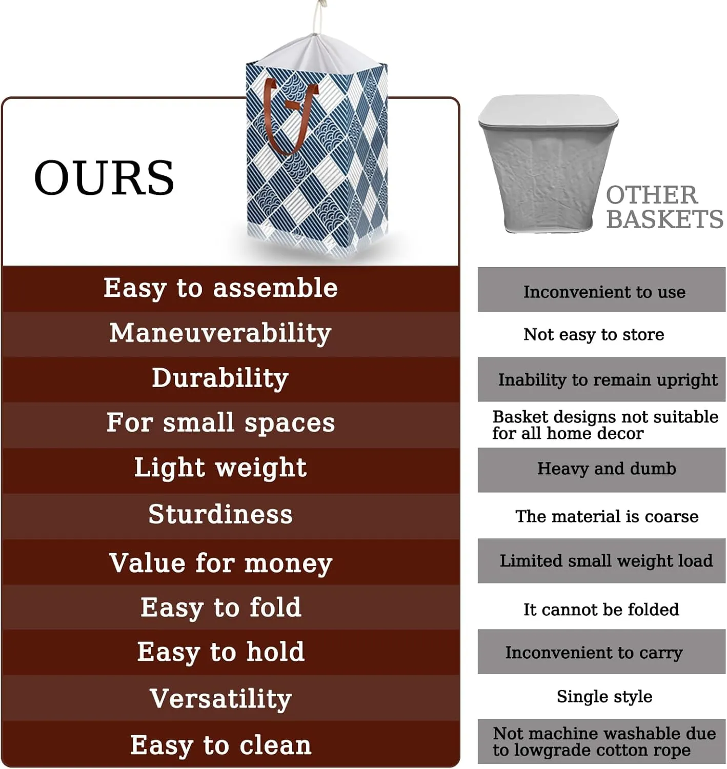204L Drawstring Laundry Hamper Large Waterproof Laundry Basket Collapsible Laundry Bag Extended Leather Handle Clothes Storage Toy Organization (31- Classical Auspicious Decoration)