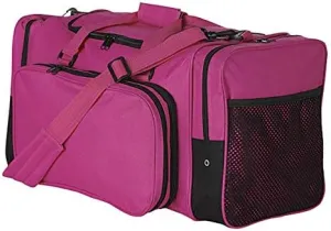 22" Blank Sports Duffle Bag Gym Bag Travel Duffel With Adjustable Strap and Removal Front Compartment (Hot Pink)